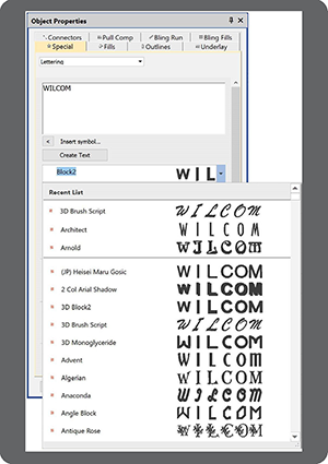 Wilcom lettering